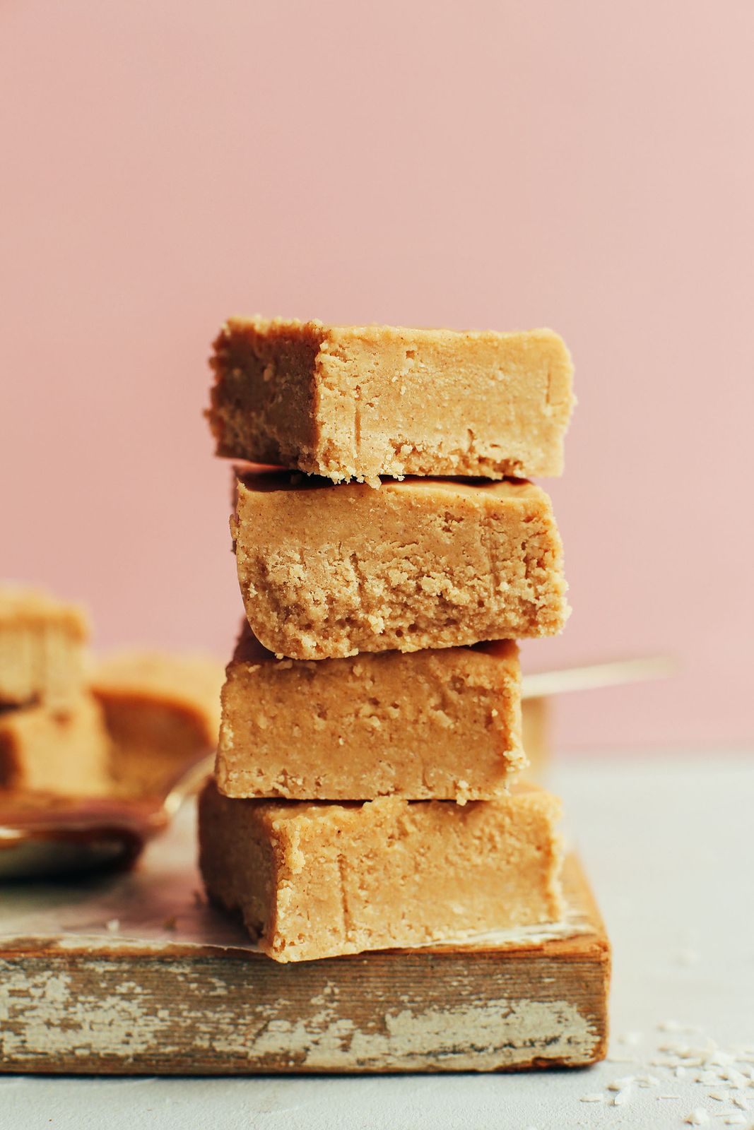 A stack of baked bars on a plate